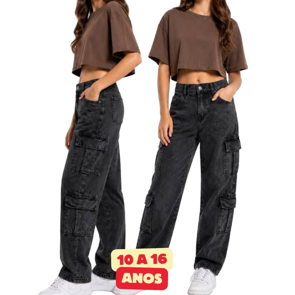 Calça Cergo Infantil e Juvenil Feminina Cintura Alta Moda Kids e Juvenil Calça Estilosa Para Meninas
