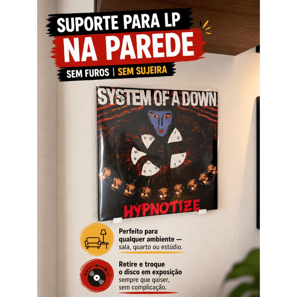 LP na Parede Sem Sujeira Suporte Expositor Invisível Premium