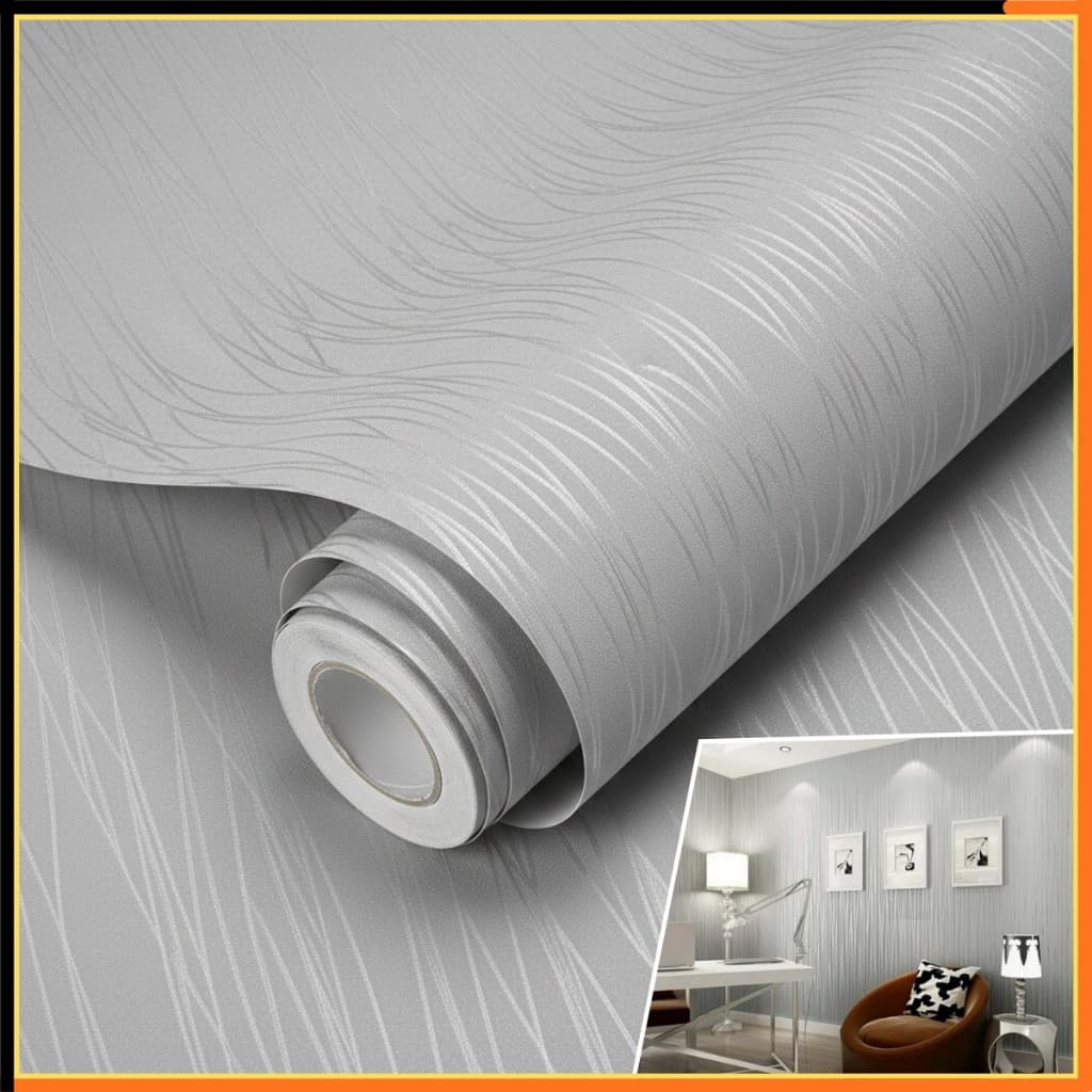 Papel de Parede Adesivo Listrado Cinza Claro Vinil Autoadesivo 5m Fácil Instalação para Sala Quarto Móveis