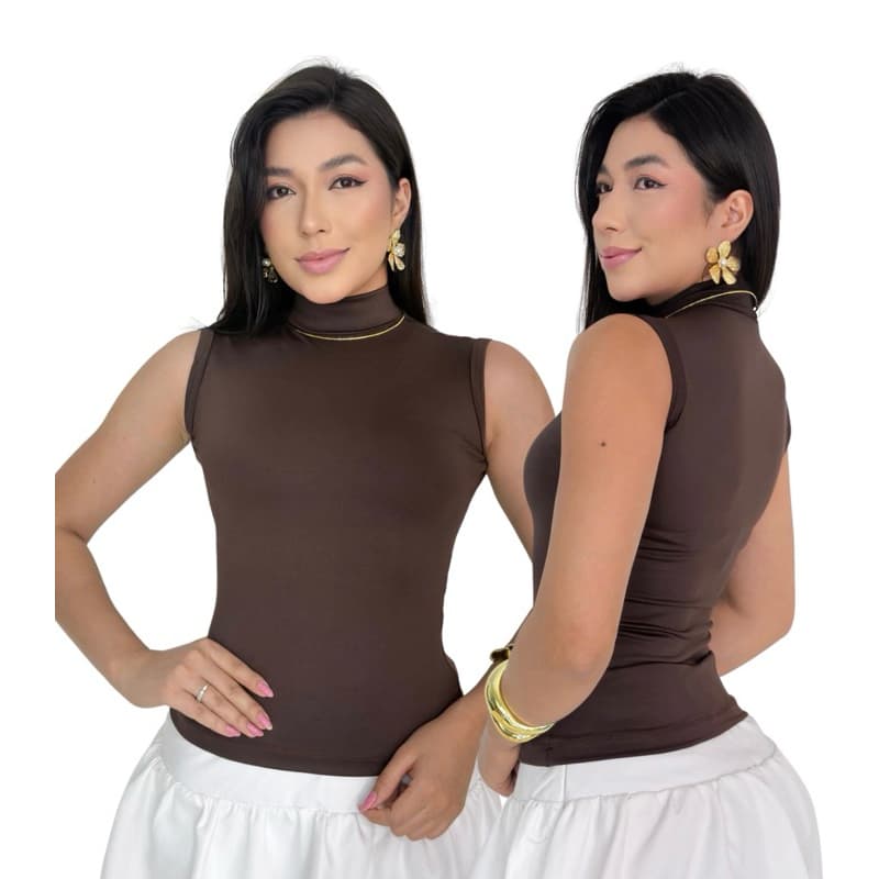 Blusa Gola Alta Feminina Regata Suplex Premium Roupa