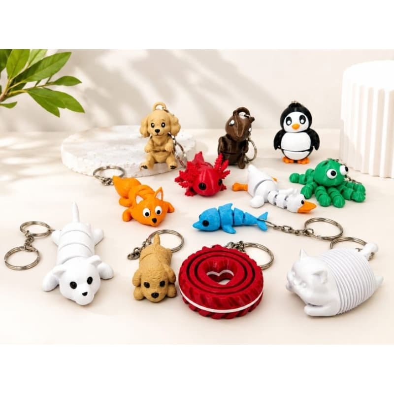 ​Kit 3 Chaveiros Articulados 3D Fidget Toy Animais Colecionáveis