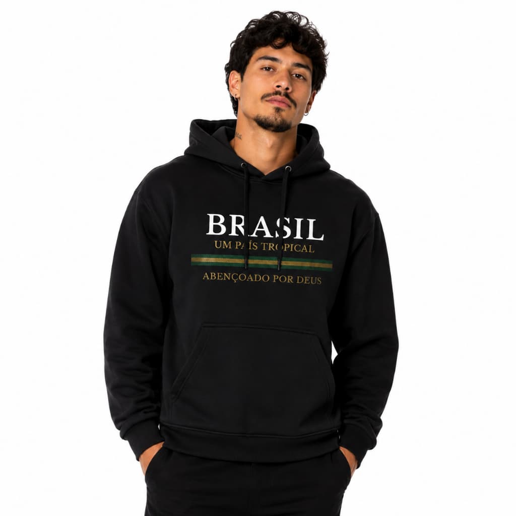 Moletom Blusa de Frio Canguru Com Capuz Inverno Estampas Copa Brasil