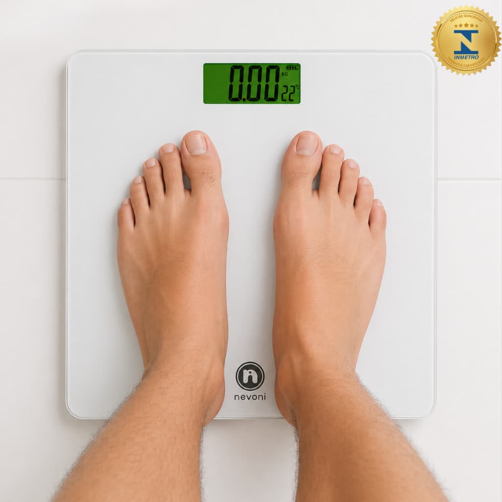 Balança Digital Corporal 180kg Vidro Temperado 6mm Display LCD Alta Precisão Sensor Inteligente Antiderrapante