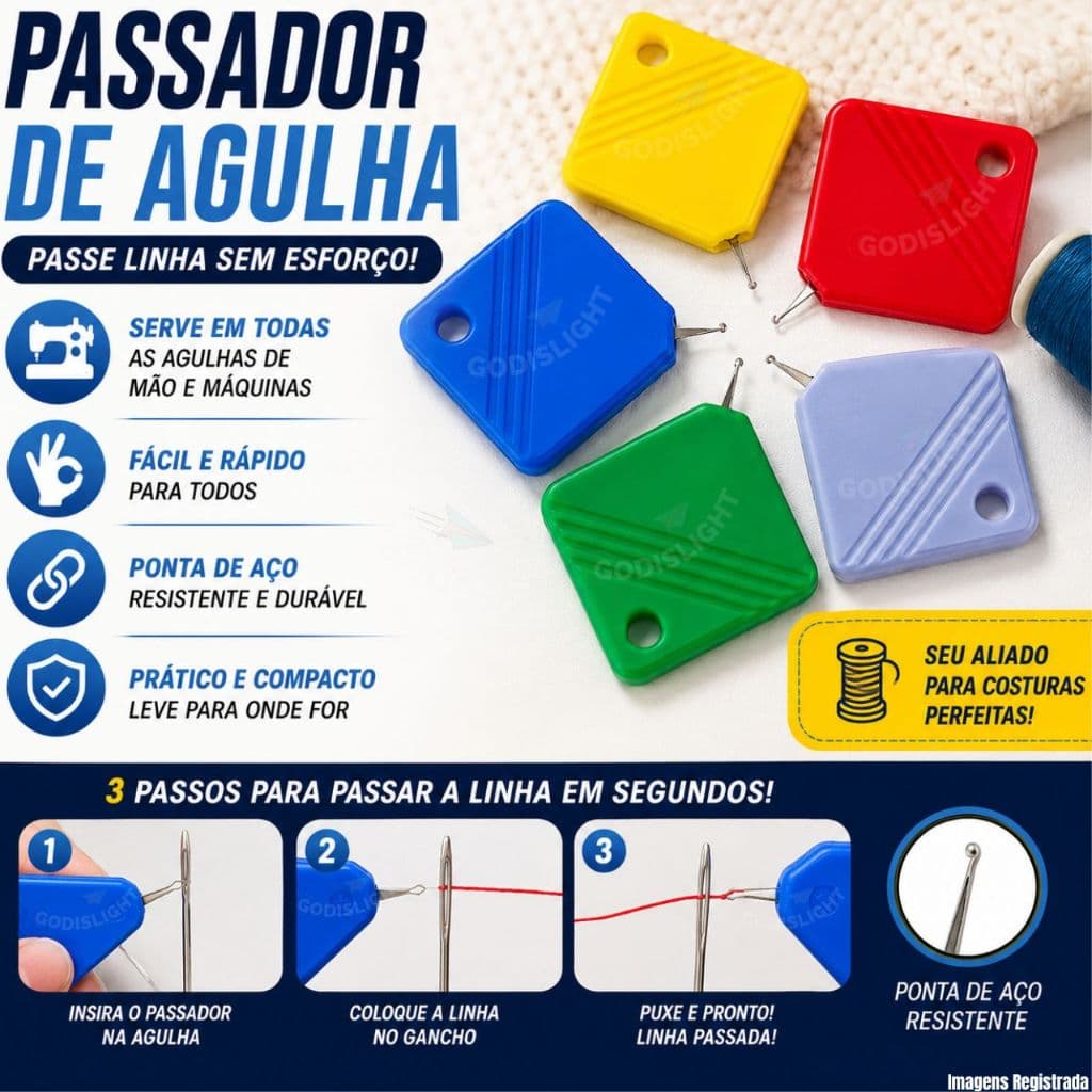 Passador Enfiador De Linha Costura Na Agulha Costureira Muito Mais Agilidade Rapidez No Dia Dia
