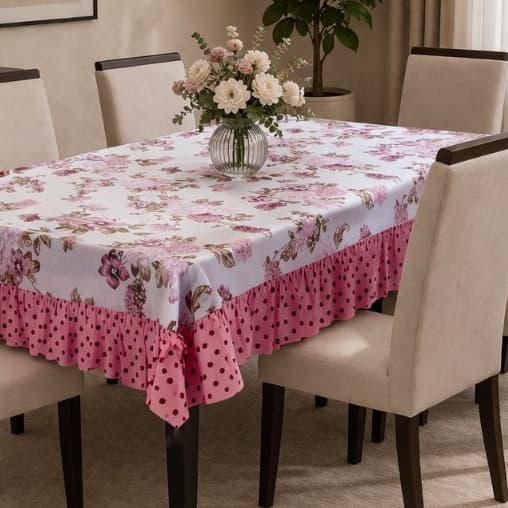 Promoção Toalha De Mesa Patricia Floral com Babado Retangular ou Quadrada Estampada - 01 Peça