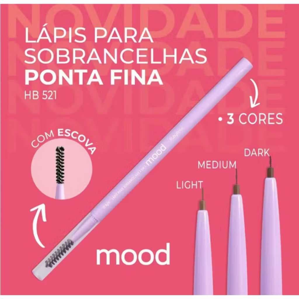 Lapis De Sombrancelha Ponta Fina 2 em 1 Ruby Rose Com Escova DARK(PRETO)