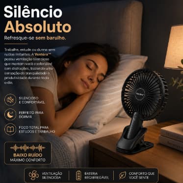 Mini Ventilador Mesa Recarregavel Portatil Silencioso Preto Conforto Pessoal