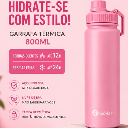 Garrafa ROSA CHIC Térmica + brinde Base unha de gata + Adesivo para Garrafa (Personalizar)