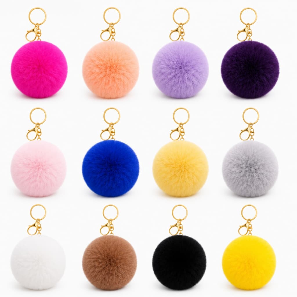 1 Chaveiro De Pompom Pelúcia Felpudo Para Bolsas Mochilas Artesanato Chave Diversas Cores