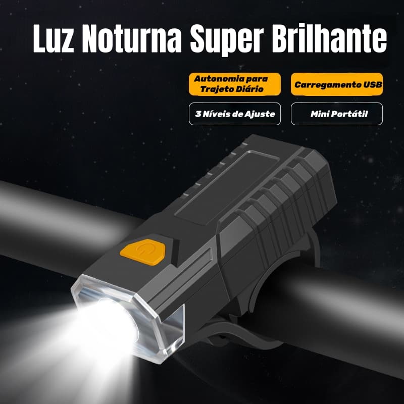 Farol de Bicicleta Leve 3 Modos Ajustáveis Portátil Fácil Instalação Alta Luminosidade