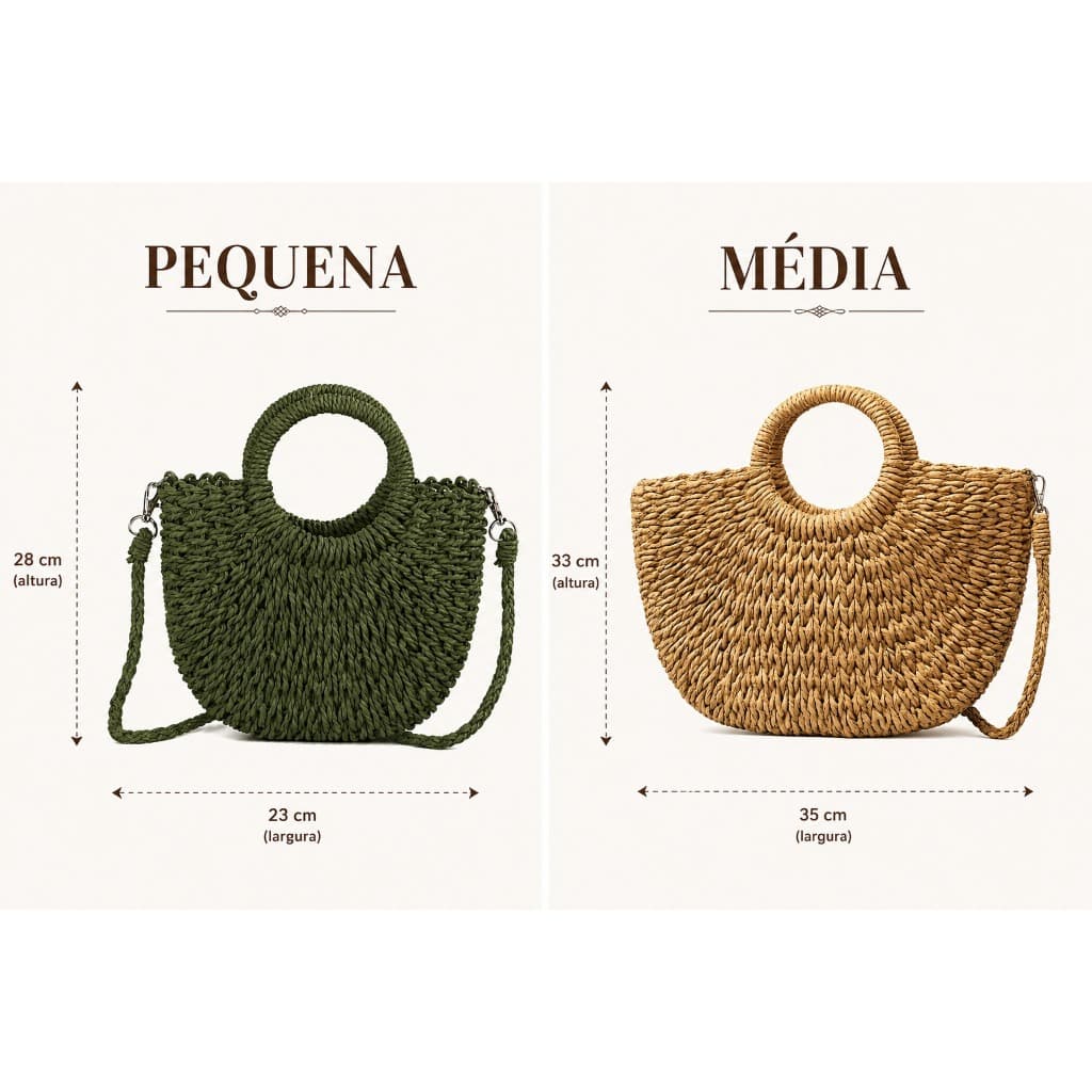Bolsa Feminina De Mão De Praia Com Alça Meia Lua Pequena