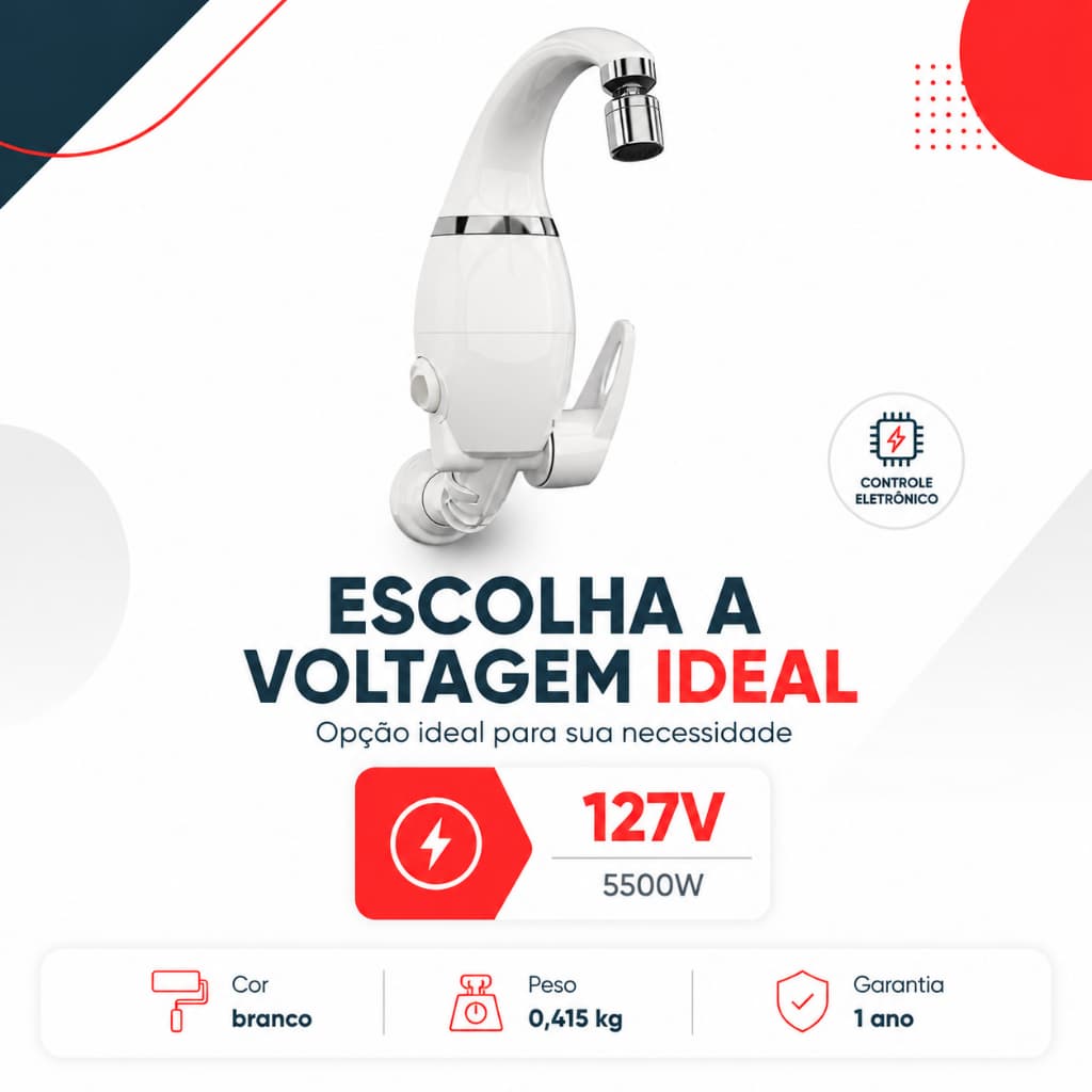Torneira Eletrônica Sintex 127v 5500w Branca 360° Bica Móvel