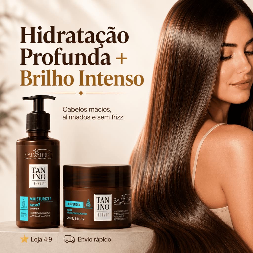 Kit Salvatore Hidratação Profunda Para Cabelos Ressecados e Danificados Brilho Intenso Sem Frizz