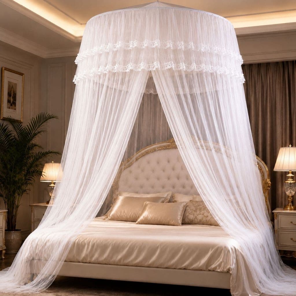 Mosquiteiro Indiano de Teto Casal Gigante Box/queen/king  Com Abertura Lateral 14 Metros