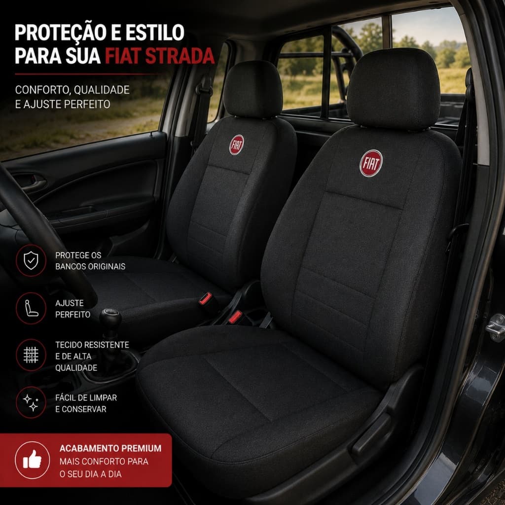 Capa De Banco Automotivo Fiat Banco Strada Fiorino 1996-2024 Frente Cabine Simples Tecido Grosso