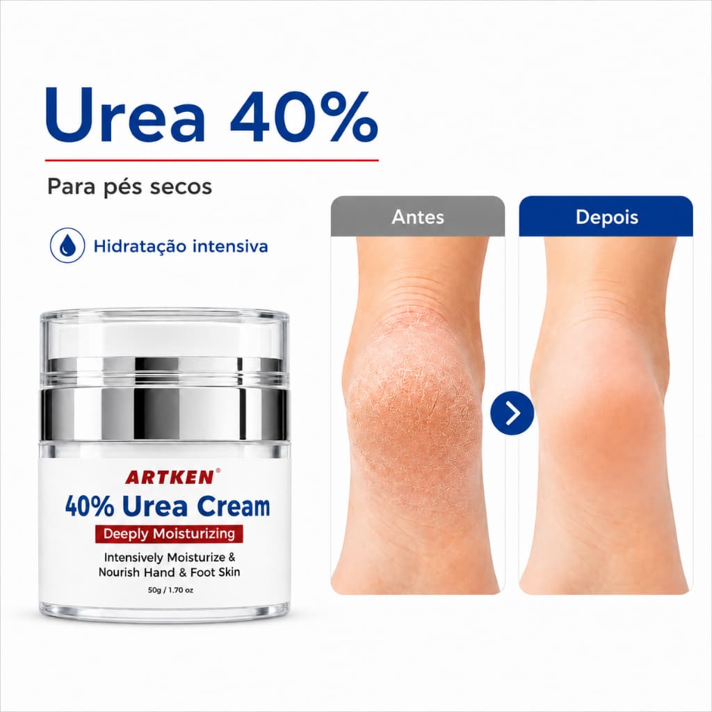 ARTKEN Uréia 40% Hidratante Esfoliante Pés Rachados Renova Suaviza Pele Áspera