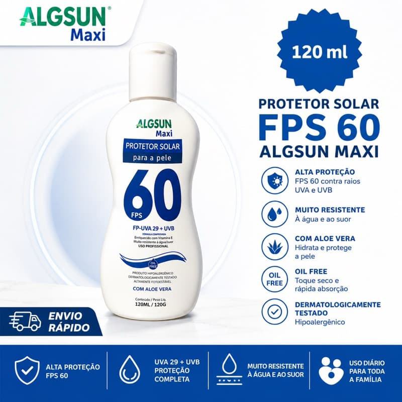 PROTETOR SOLAR ALGSUN FPS60 120ML CORPO E ROSTO