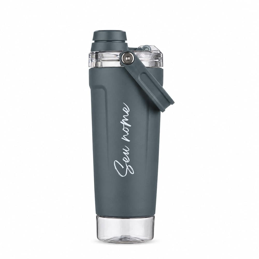 Coqueteleira Personalizada 650ml Inox Com Mola E Porta Whey