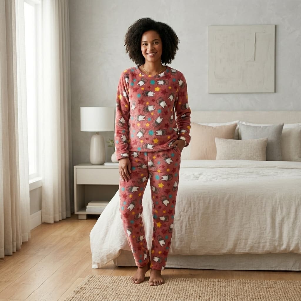 Pijama Feminino Soft Inverno Quentinho Conjunto Longo Super Macio