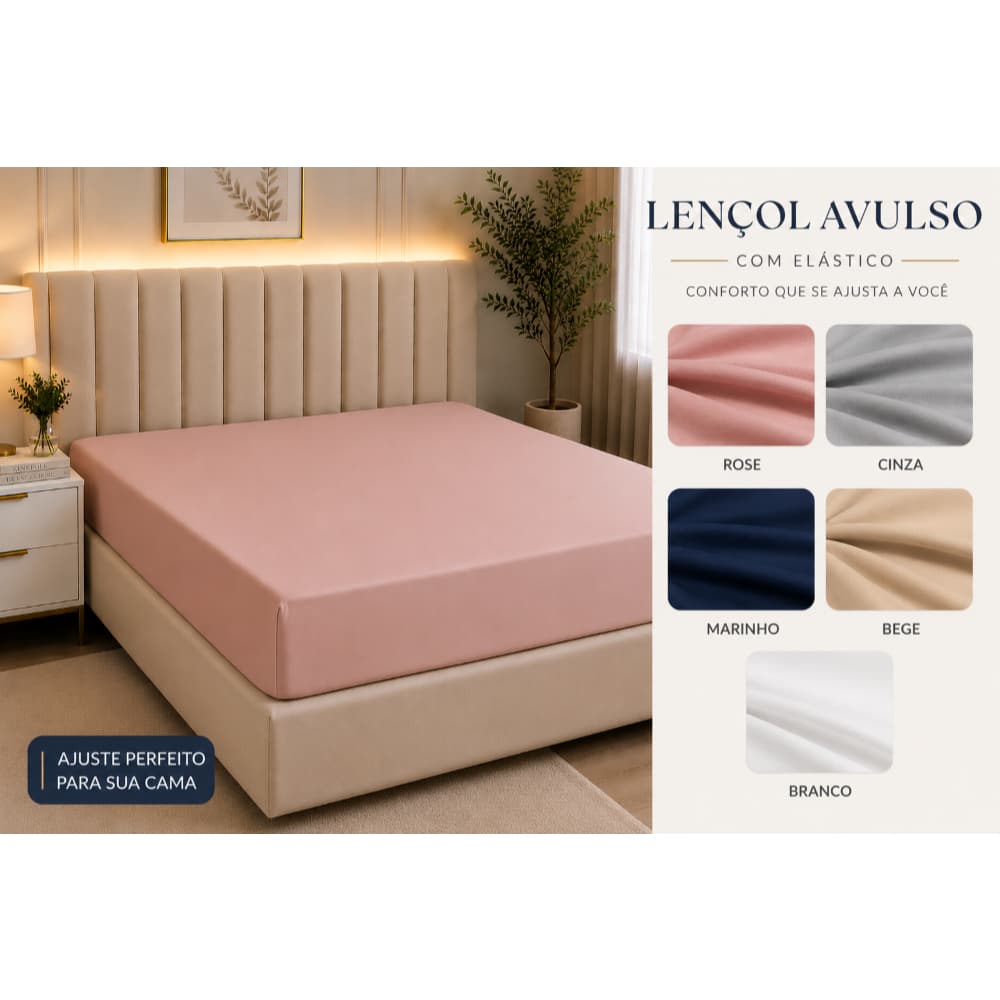 Lençol 30cm Altura 400 Fios Com Elástico Avulso
