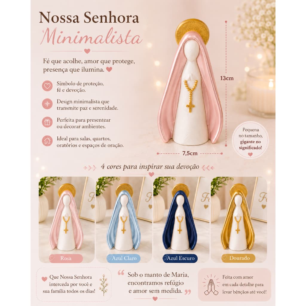 Escultura decorativa Nossa Senhora minimalista