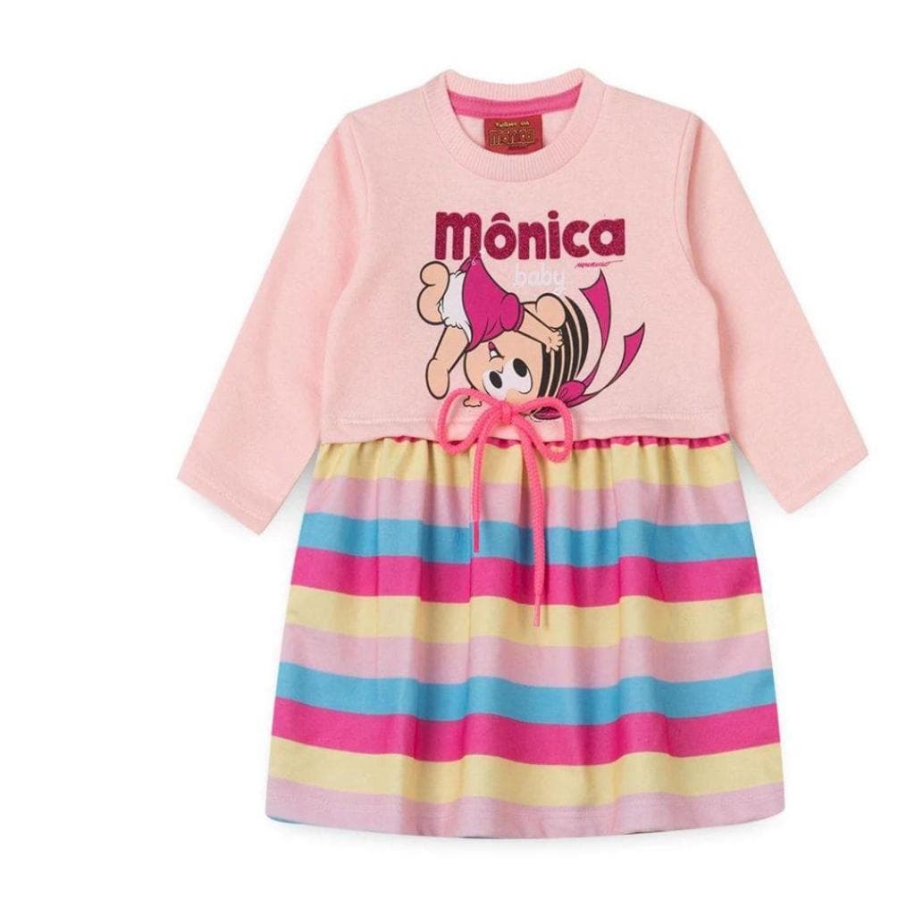 Vestido Turma da Mônica Manga Longa Baby Confortável e Estiloso! platinum