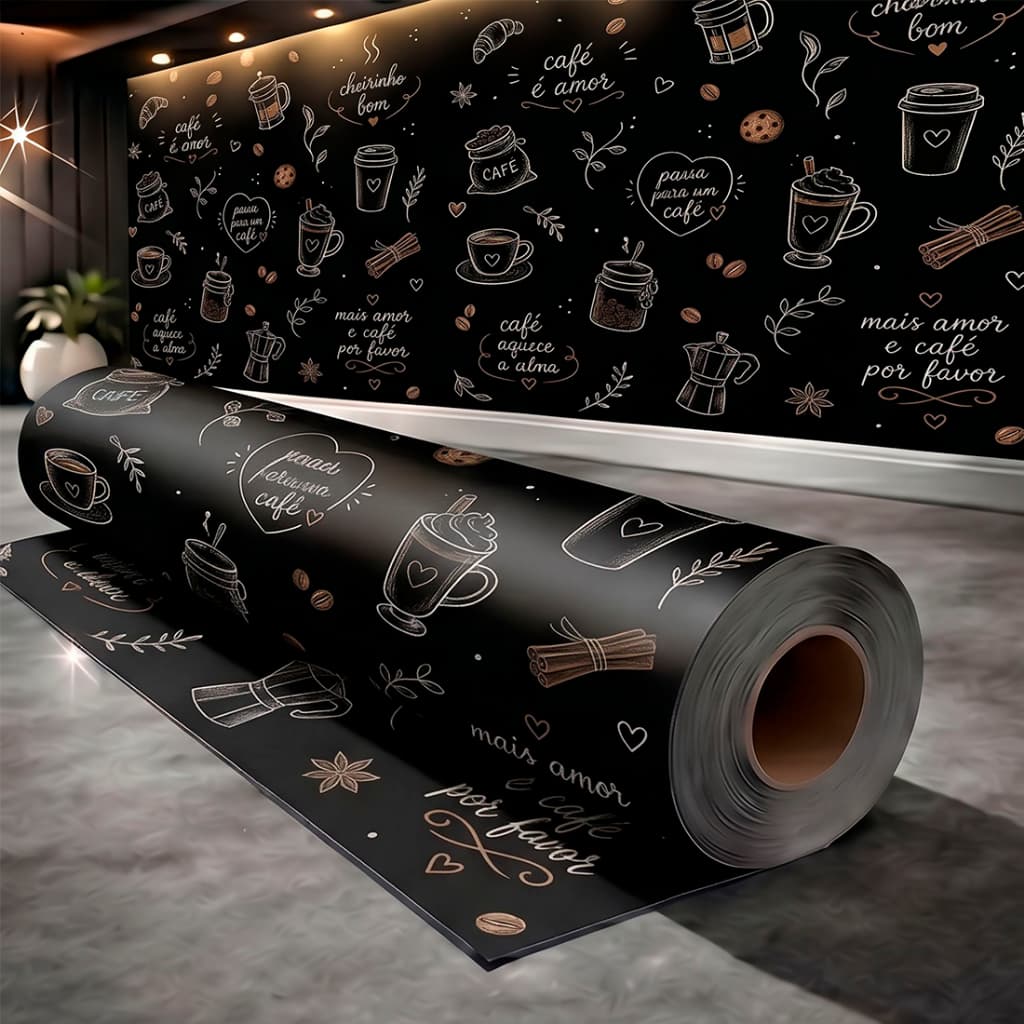 Papel de Parede Adesivo para Lanchonete Cantinho do Café Preto Cafeteria