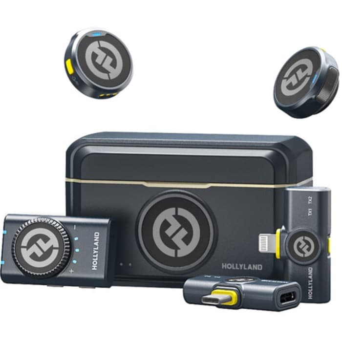 SISTEMA DE MICROFONE SEM FIO DE LAPELA HOLLYLAND LARK M2 DUPLO COMBO CAMERA - USB TIPO C - IPHONE