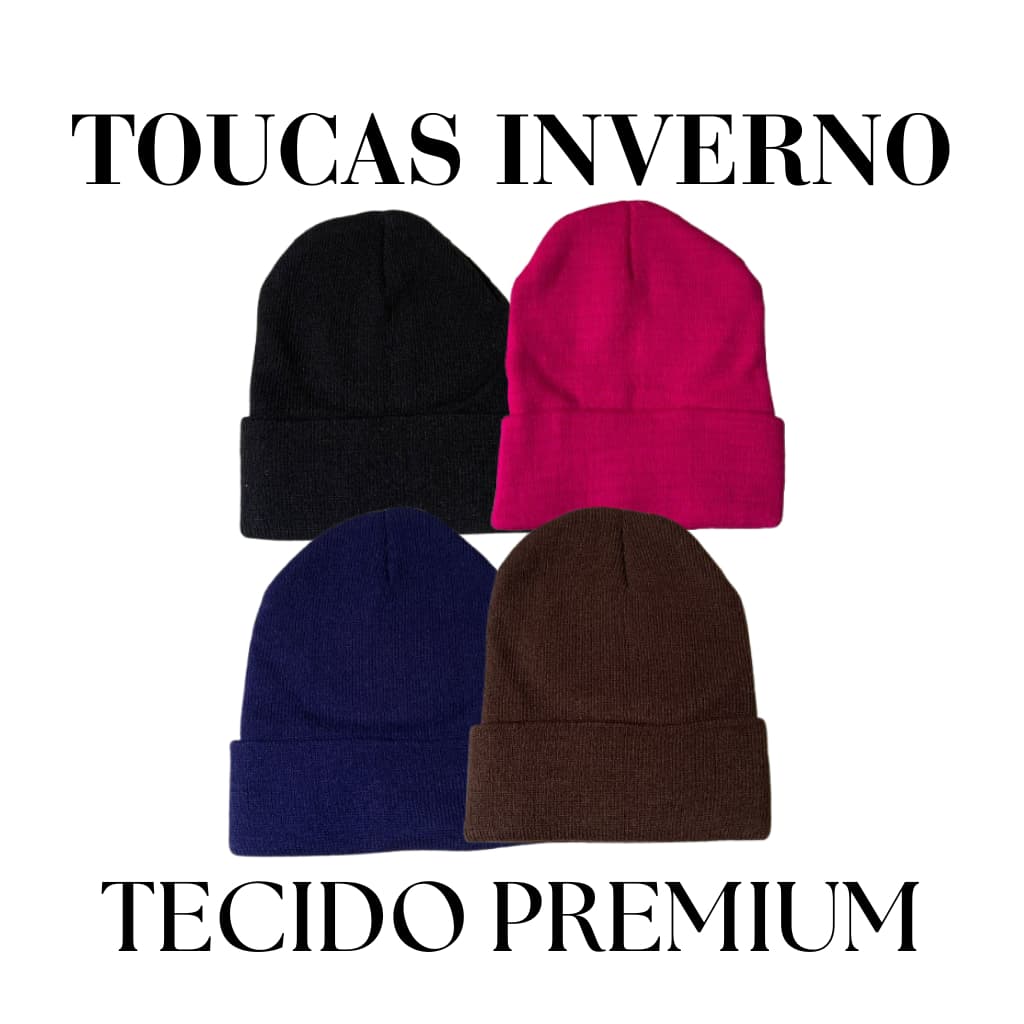 Touca Gorro de Inverno Premium Unissex Adulto Tamanho Único Quentinha, Estilosa e Confortável Preto, Azul, Rosa e Marrom