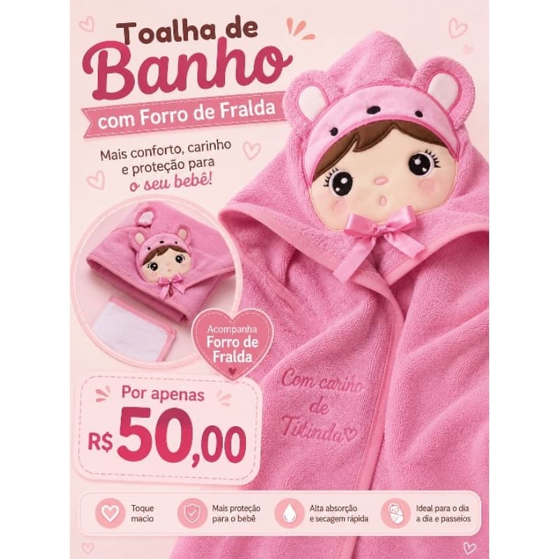 Toalha de banho bebê com capuz Metoo