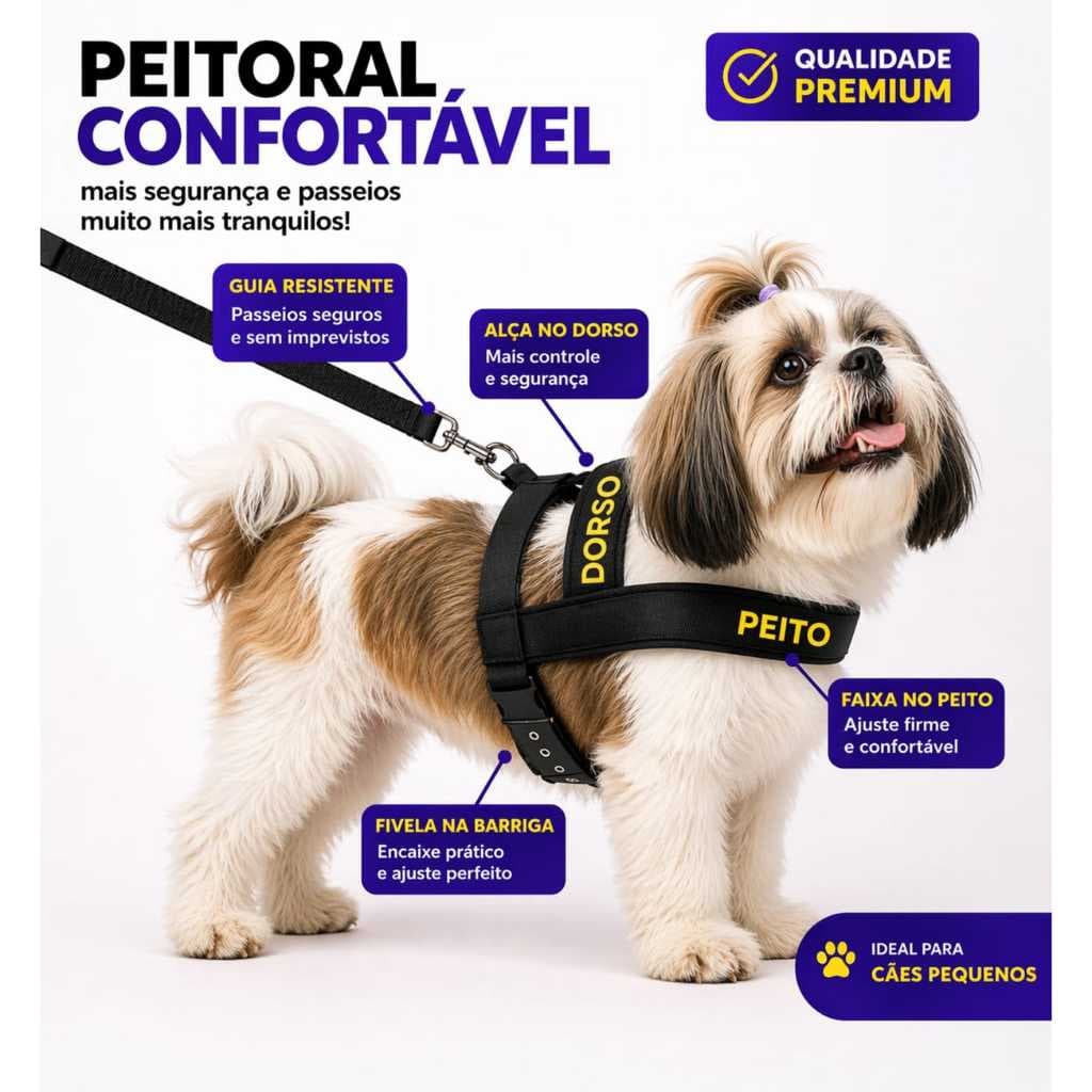 COLEIRA CONJUNTO PEITORAL CÃES CACHORRO PORTE PEQUENO DIRETO DE FABRICA