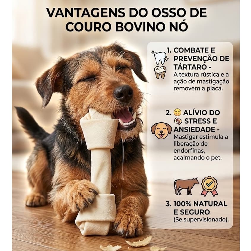 Osso Nó de Couro Bovino Petisco Mastigável Tamanhos Diversos - escolha a variação