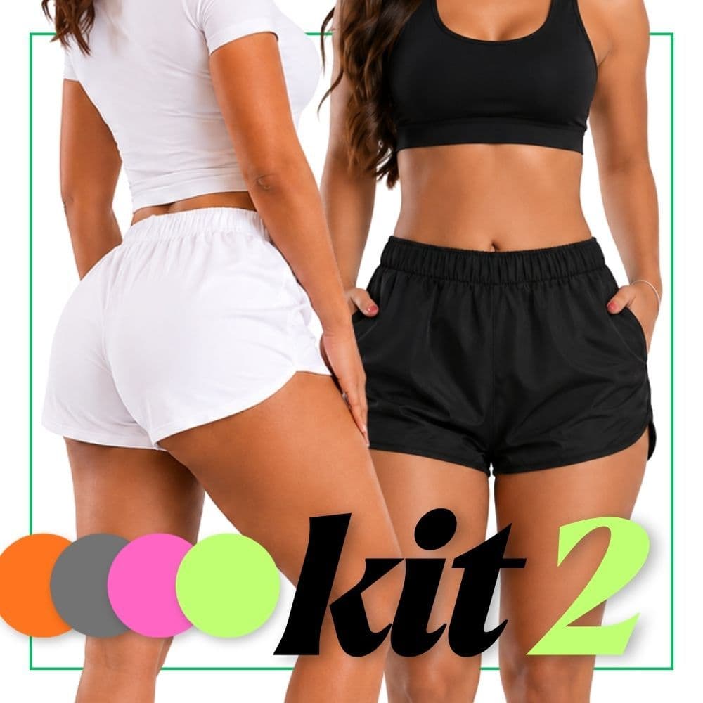 KIT 2 Shorts Tactel Feminino Academia Praia Beach Tenis Shortinhos Exercícios