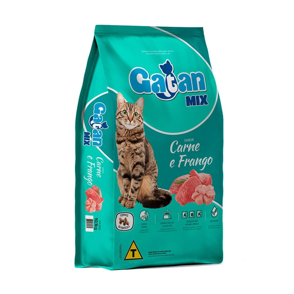 Ração Alimento Barata Gatan Mix Para Gatos Sabor Carne E Frango 10,1kg- GATO ADULTO SEM CORANTES.
