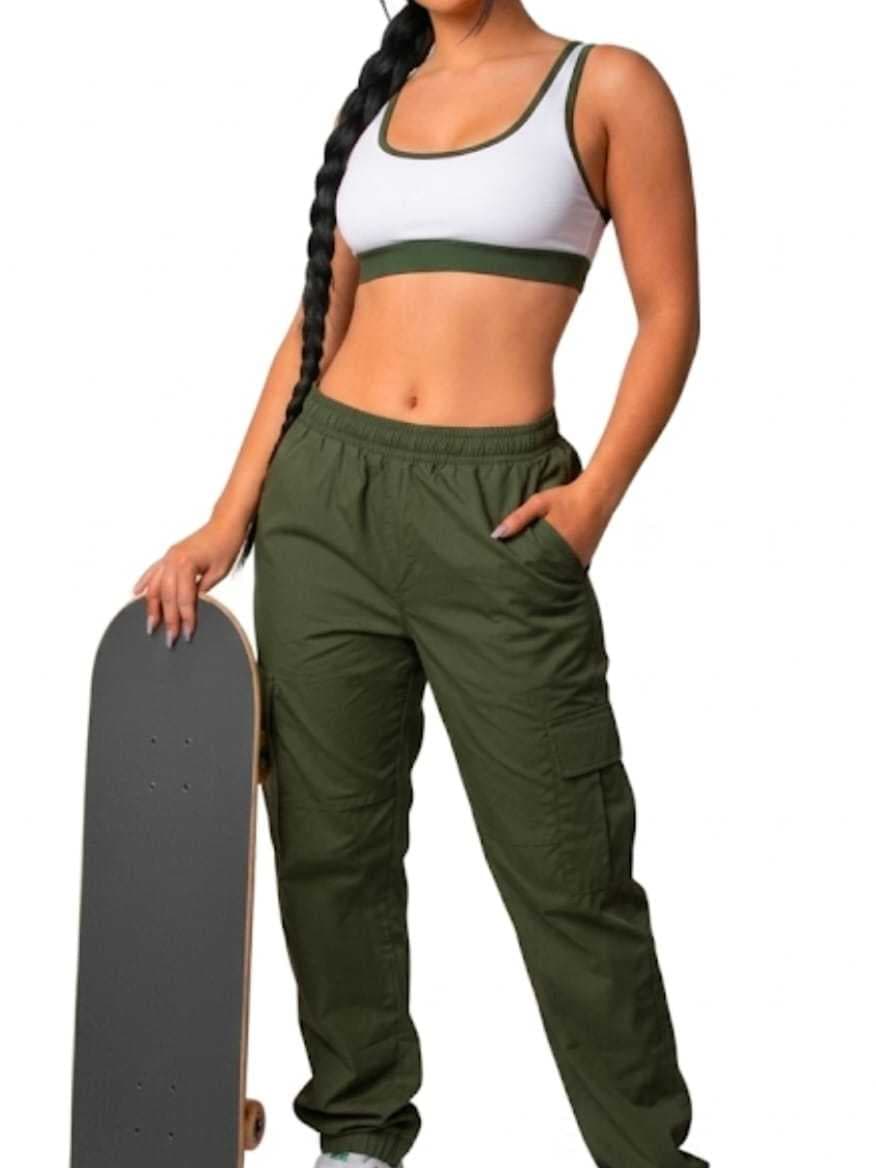 Calça Cargo Sarja Encorpada Premium Qualidade Estilo Skatista Larga