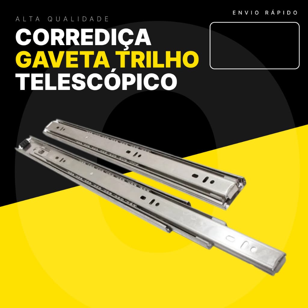 Corrediça Gaveta Trilho Telescópico 35cm 350mm Par 30kg