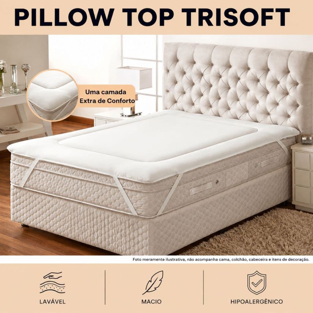 Pillow Top Queen Trisoft Macio confortável para Colchão