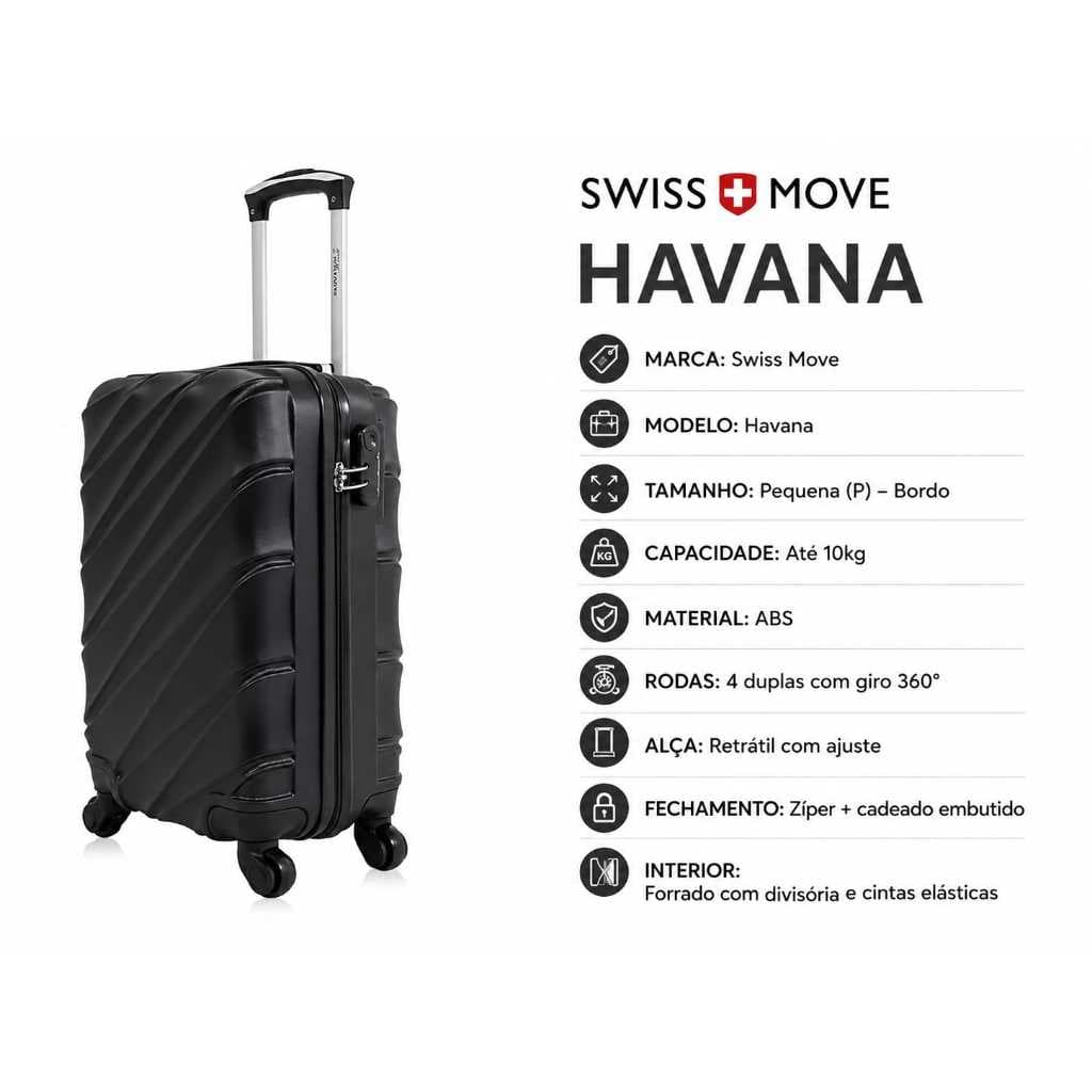 Mala de Viagem Avião Bordo 10kg com Divisória e Cadeado