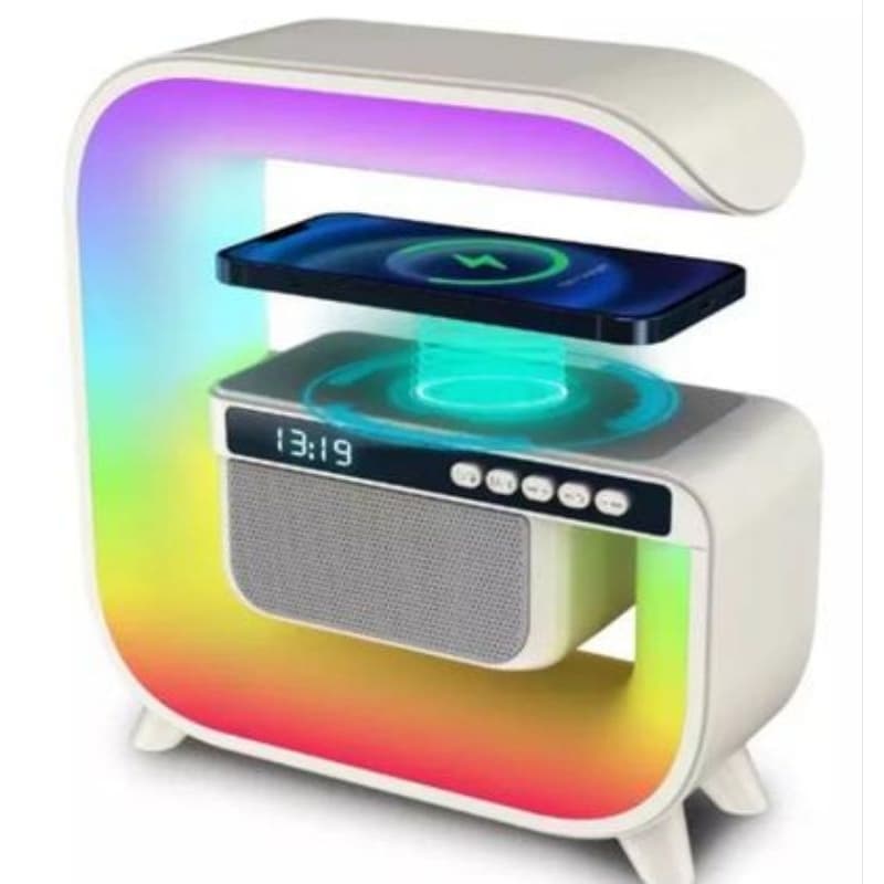 caixa de som Bluetooth e Carregador indução Luz Rgb Relógio Inteligente - Speaker
