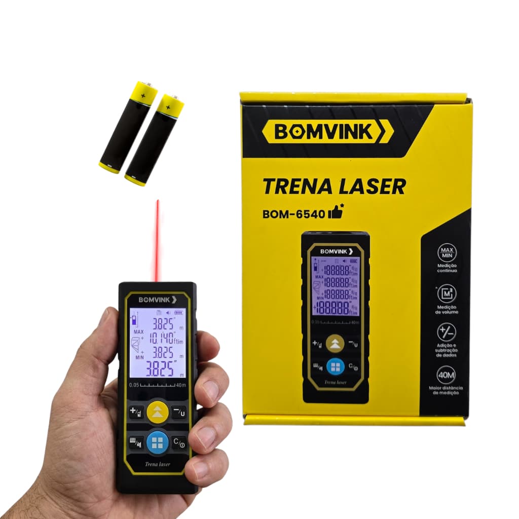 Trena Laser Digital Eletronica 40 Metros Bomvink Medidor Distancia Profissional Calcula Area Volume
