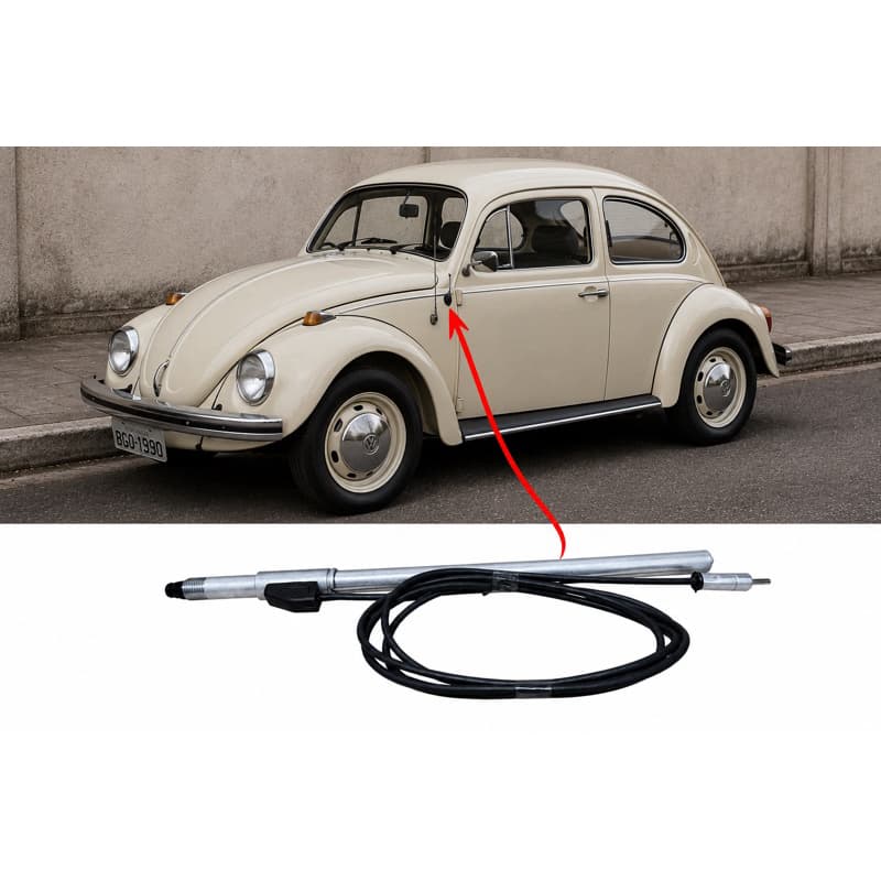 Antena Cromada Telescópica 4 Estágios C/ Cabo Sedan Fusca Vw