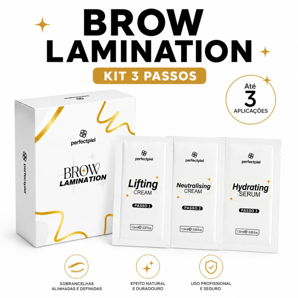 Kit Brow Lamination PerfectPiel 3 Passos Alinhamento De Sobrancelhas Profissional