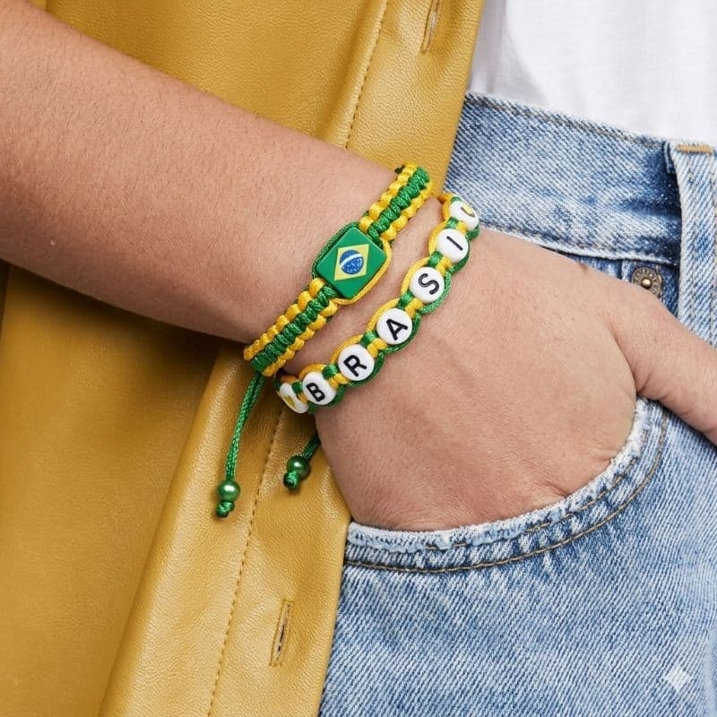 Kit Pulseira do Brasil Copa do Mundo 2026 - Kit com duas pulseiras - Verde e amarelo unissex