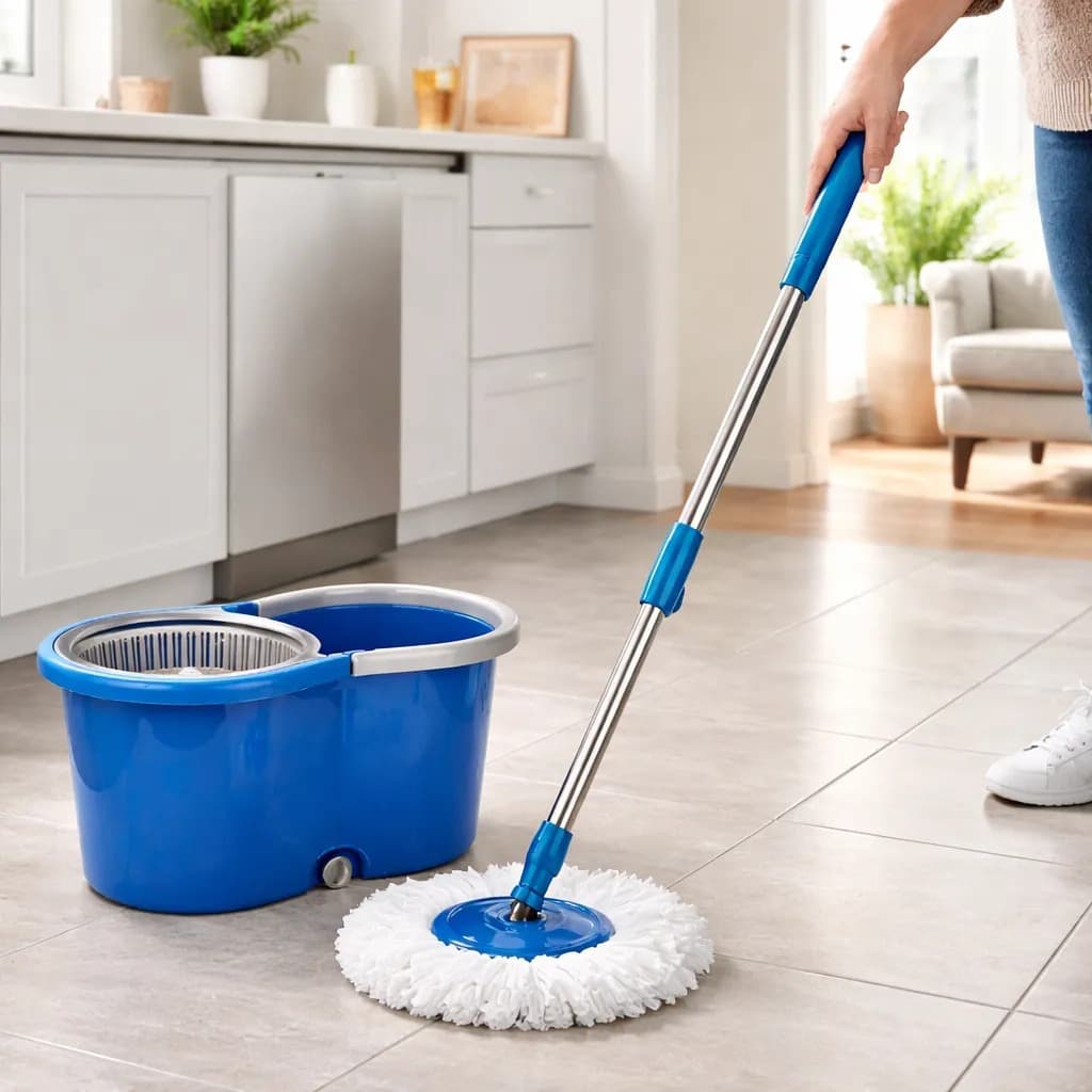 Mop Giratório Balde Centrífugo 4 Em 1 - 360° Azul