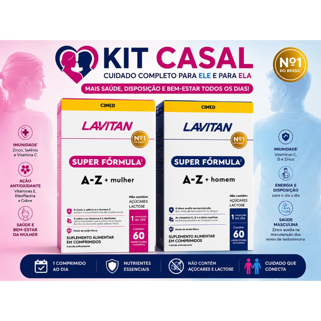 Kit Casal Lavitan Super Fórmula A-Z Homem + Mulher com 60 Comprimidos cada