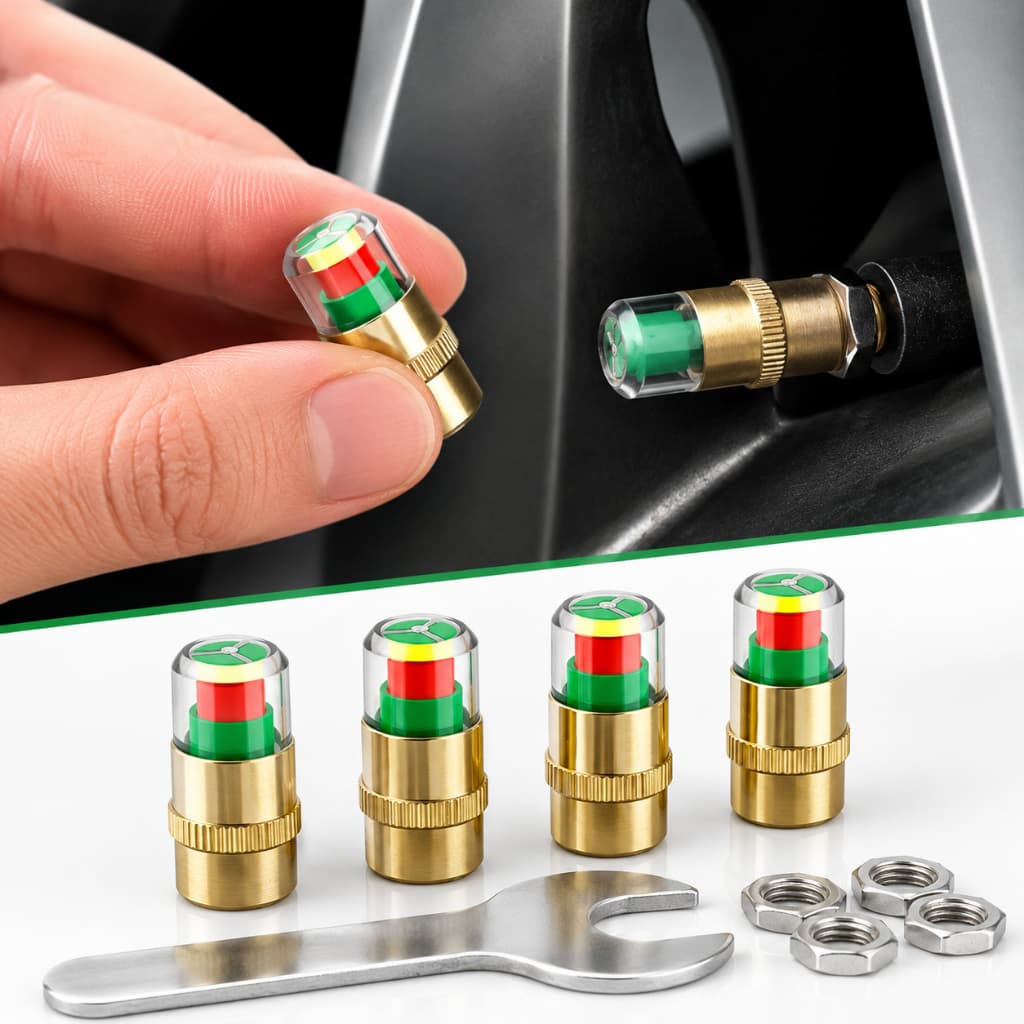 4Pçs Indicador de Pressão para Pneus Tampa Válvula Sensor de Alerta Universal Carro Motocicleta
