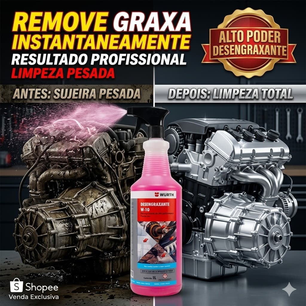 Desengraxante Wurth W-10 1L Com Borrifador Limpeza Pesada Motor Automotivo Graxa Profissional