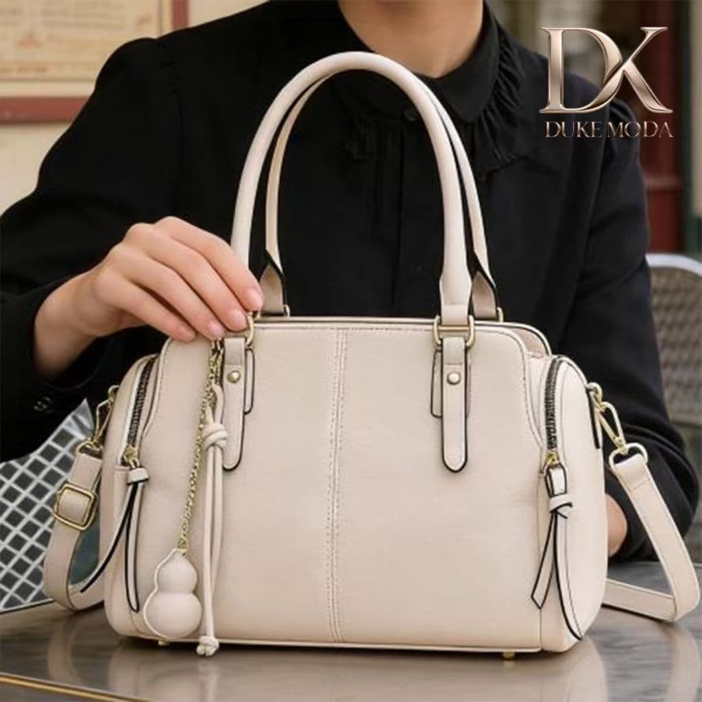 DUKE Bolsa Tote Feminina-Fechamento por Zíper, Interior Compartimentado,, Ideal para Trabalho e Dia a Dia JN005