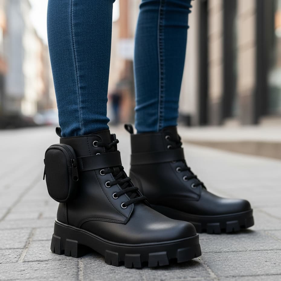 Coturno Com Bolsinha Bota Bag Feminino Blogueira Bota Coturno Feminina