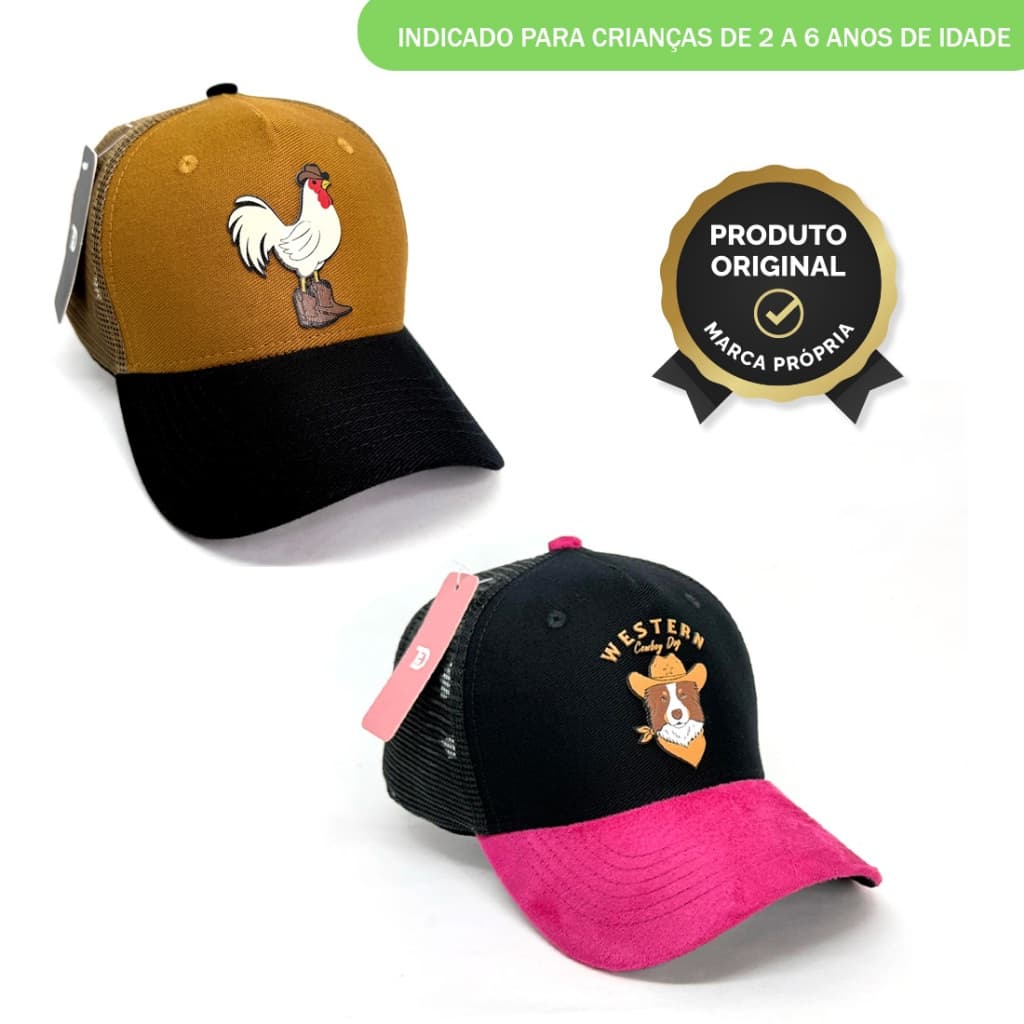 Boné INFANTIL Country Trucker Tela Unissex Aba Curva Premium | ENVIO IMEDIATO